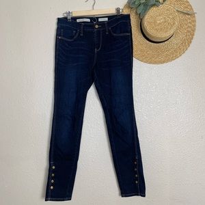 Pilcro and the letterpress dark blue skinny jeans